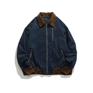 Мужская винтажная куртка оверсайз классического кроя с индивидуальным дизайном, высококачественная, свободная, из вельвета и канваса, с воротником, в стиле рабочей куртки-карго - Product Image 3