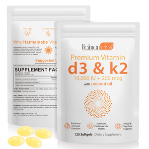 Hatmanlabs 10000 IU ad alta purezza vitamina D3 K2 Softgels integratori <span class=keywords><strong>Halal</strong></span> vitamina D3 K2 capsule morbide per il supporto cognitivo dell'umore - Product Image 1