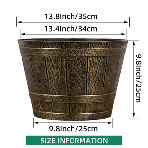 <span class=keywords><strong>Vasi</strong></span> a Forma di Botte di Vino in Resina con Finitura Ottone Anticato, Vaso Vintage per Fiori, Decorazione per Interni ed Esterni, Giardino e Casa - Product Image 6