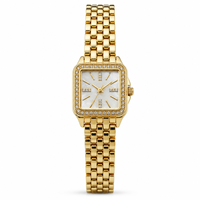 Montre OEM personnalisée avec logo, pour femme, style vintage, mouvement à quartz, résistante aux éclaboussures, boîtier rectangulaire en alliage, fermoir bijou, cadran en verre/PP avec pierres, cadeau