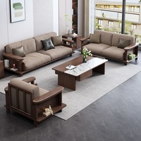 Canapé modulable multifonctionnel en bois massif de noyer noir pour salon, appartement grand ou petit, style moderne et simple, complet
