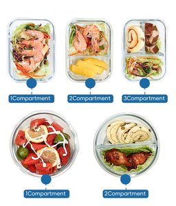 Lonchera Hermética de Vidrio Borosilicato con Tapa de PP, 3 Compartimentos, Apta para <span class=keywords><strong>Microondas</strong></span>, Libre de BPA, Contenedor de Alimentos Ecológico - Product Image 6