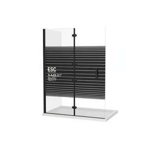 Cabine de douche pliante Esc 39,4x55,1 po avec cadre, design rectangulaire minimaliste pour petits espaces - Product Image 1