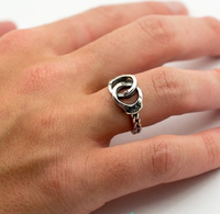Anillo de Pareja Personalizado de Plata de Ley 925 con Baño de Rodio, Diseño de Esposas de Policía, para Fiestas y Aniversarios