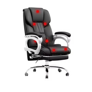 <span class=keywords><strong>Chaise</strong></span> de bureau exécutive ergonomique de luxe contemporaine, fonction <span class=keywords><strong>rotative</strong></span>, dossier haut, cuir synthétique, massage, base en acier inoxydable - Product Image 4