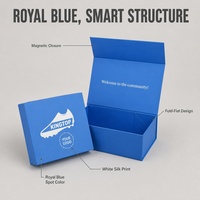 Boîte à chaussures rigide personnalisée pour chaussures de sport, fermeture magnétique, pliable, bleu royal et blanc, impression en gros, usine