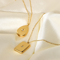 INS HOT 18K Plaqué Or Cristal Pave Lune Étoile Pendentif Croissant Zircon colliers En Acier Inoxydable Collier Bijoux