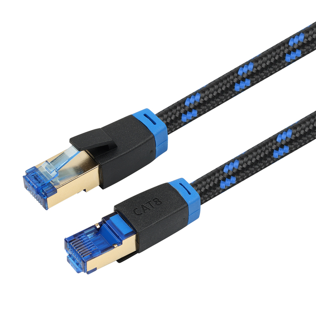 SFTP Cat 8 Ethernet Cable 26AWG Gold Plated RJ45 Connector Patch Cord High Speed Lan Cable 40Gbps for Router Modem PC