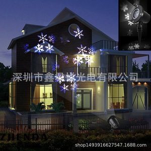 LED Christmas Snowflake <b>Projector</b> <b>Light</b> Outdoor Waterproof 3D Effect White Color Plastic Wall Plug Powered Lawn Decoration - Product Image 3