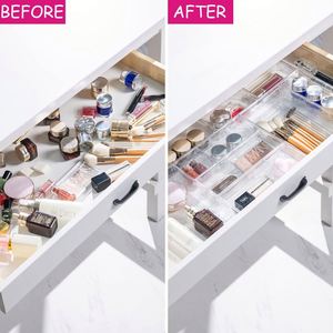 7/16/25pcs Rectangle Clear Eco-Friendly <b>Drawer</b> Organizers Set Multifunctional <b>Storage</b> Bins <b>for</b> Makeup/Jewelries/Bedroom/Office - Product Image 2