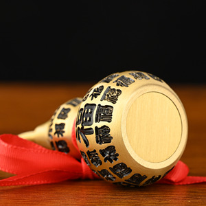 Ornement Feng Shui en laiton moulé en forme de calebasse Baifu, Wu <span class=keywords><strong>Lou</strong></span> ouvrable avec 100 Bénédictions et nœud rouge pour une décoration porte-bonheur à la maison - Product Image 4