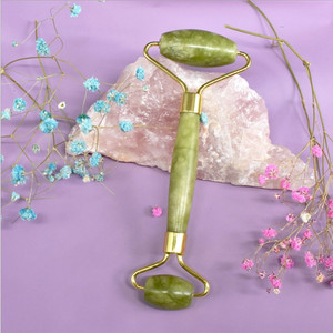 wholesale jade rollers noise free beauty jade roller set for face rose quartz facial jade roller custom logo - Product Image 2