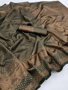 Indien belle Banarasi doux soie Saree pur Banarasi cuivre Zari tissage travail avec chemisier pièces vêtements traditionnels Saree - Product Image 6