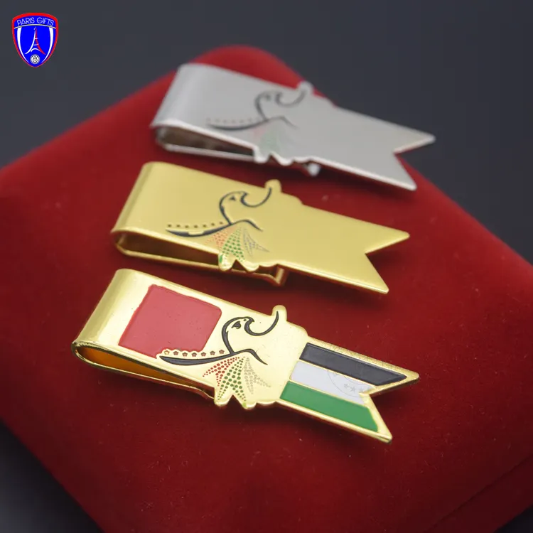 مخصص شعار الكلاسيكية نمط الترويجية هدايا الإمارات دبي معدن مطلي بالذهب المال كليب