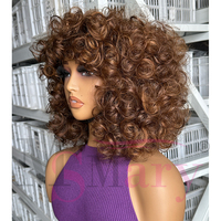 Pelucas de Cabello Humano Vietnamita SDD, Cabello Virgen Natural con Volumen, Doble Trama, con Flequillo, 100% Cabello Humano para Mujeres Negras