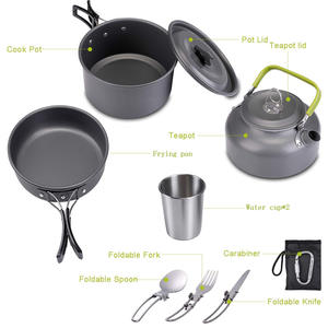 Juego de utensilios de cocina para exteriores, kit de cocina ligero de 12 piezas para acampar, con olla, sartén, tetera, tazas y utensilios para 2-3 personas - Product Image 3