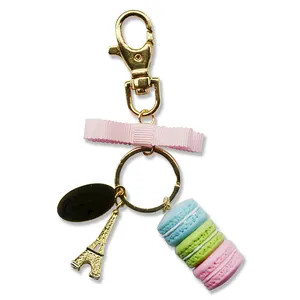 Korean Version Macarons Cake Key Rings Metal keychains Woman Vogue Bag keychains Student Small Pendant Gifts