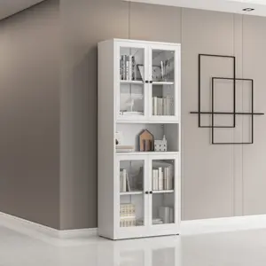 Hot Sale office unit cabinet bookcase showcase 4 door steel File Cabinet glass door metal Filing Cabinet
