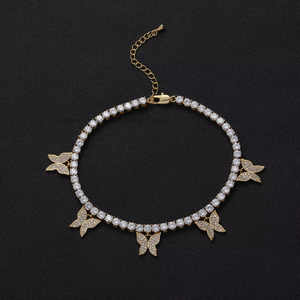 Tobillera pequeña de 4 mm para mujer, accesorios ajustables para el pie con colgante - Product Image 1
