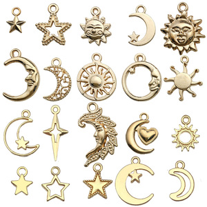 Breloques mixtes soleil, lune et étoile en alliage de zinc pour la fabrication de bijoux DIY, accessoires de mode unisexes - Product Image 5