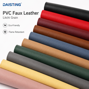 Rouleau de tissu en similicuir PVC ignifuge à grain de litchi, pour revêtement de canapé, siège de voiture, sac, feuille de vinyle en stock - Product Image 1