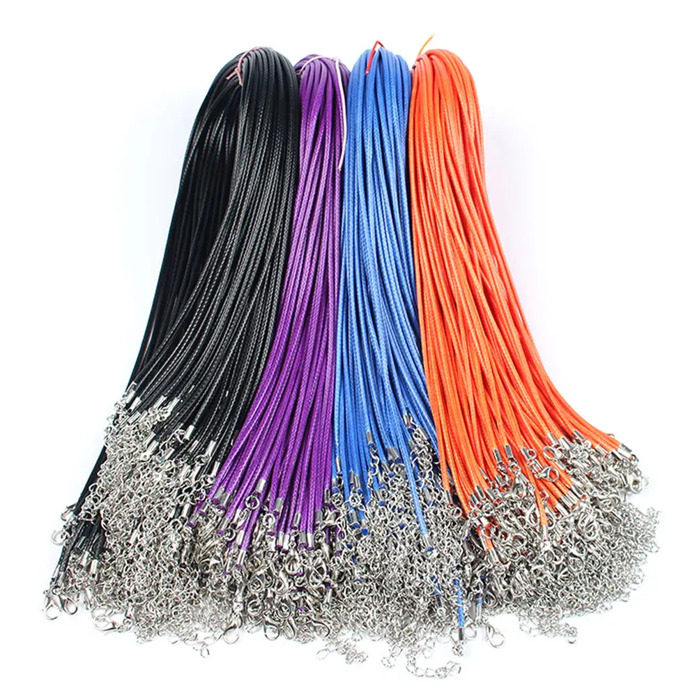 2mm/18 inches Schmuck Cord Hummer verschluss Halskette Cord Gewachste Leders chnur für DIY Schmuck Befunde Zubehör Lederst reifen