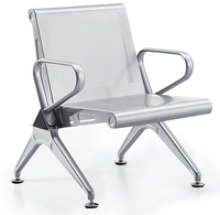 Chaise trois places en acier inoxydable pour salle d'attente d'hôpital, design moderne, construction durable et écologique pour usage commercial