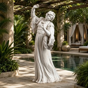 Sculpture personnalisée en marbre Melpomène - Muse Tragique - Figurine classique sur mesure de la Tristesse avec manches bouffantes pour intérieurs de luxe - Product Image 1