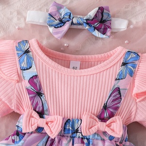 Mono Casual para Bebés Niñas de 3 a 24 Meses, Manga Corta, Lindo Vestido Floral con Lazo - Product Image 3