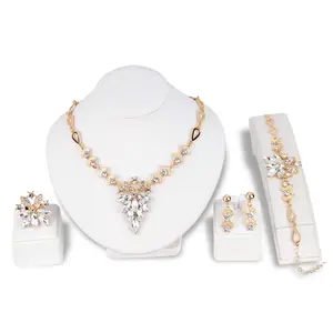 Кубический цирконий, очаровательный капли воды невесты ожерелье серьги комплект ювелирных изделий для женщин, модные ювелирные наборы