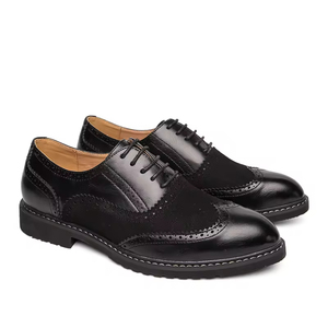 Chaussures habillées Oxford vintage de style britannique pour hommes, cuir verni brillant, bout carré sculpté, chaussures formelles augmentant la taille, mariage - Product Image 5