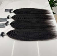 Vente en gros 100% Raw Remy péruvienne kératine pointe plate Extension de cheveux doux crépus droite cheveux humains