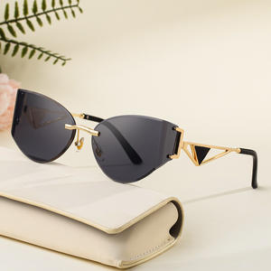 Lunettes de soleil œil de chat sans monture Dg-98314 pour femmes, verres PC, monture en métal, protection UV400, classe 2, pare-soleil, couleur noire - Product Image 3