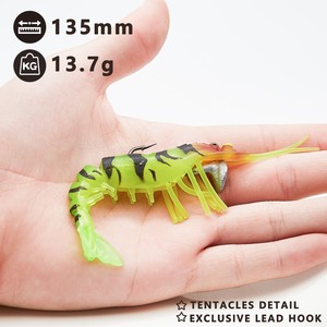Esca Artificiale Morbida Pre-montata a Forma di Gambero 135mm 15.4g in TPE per Pesca in Acqua Salata, Swimbait per Spigola - Product Image 6