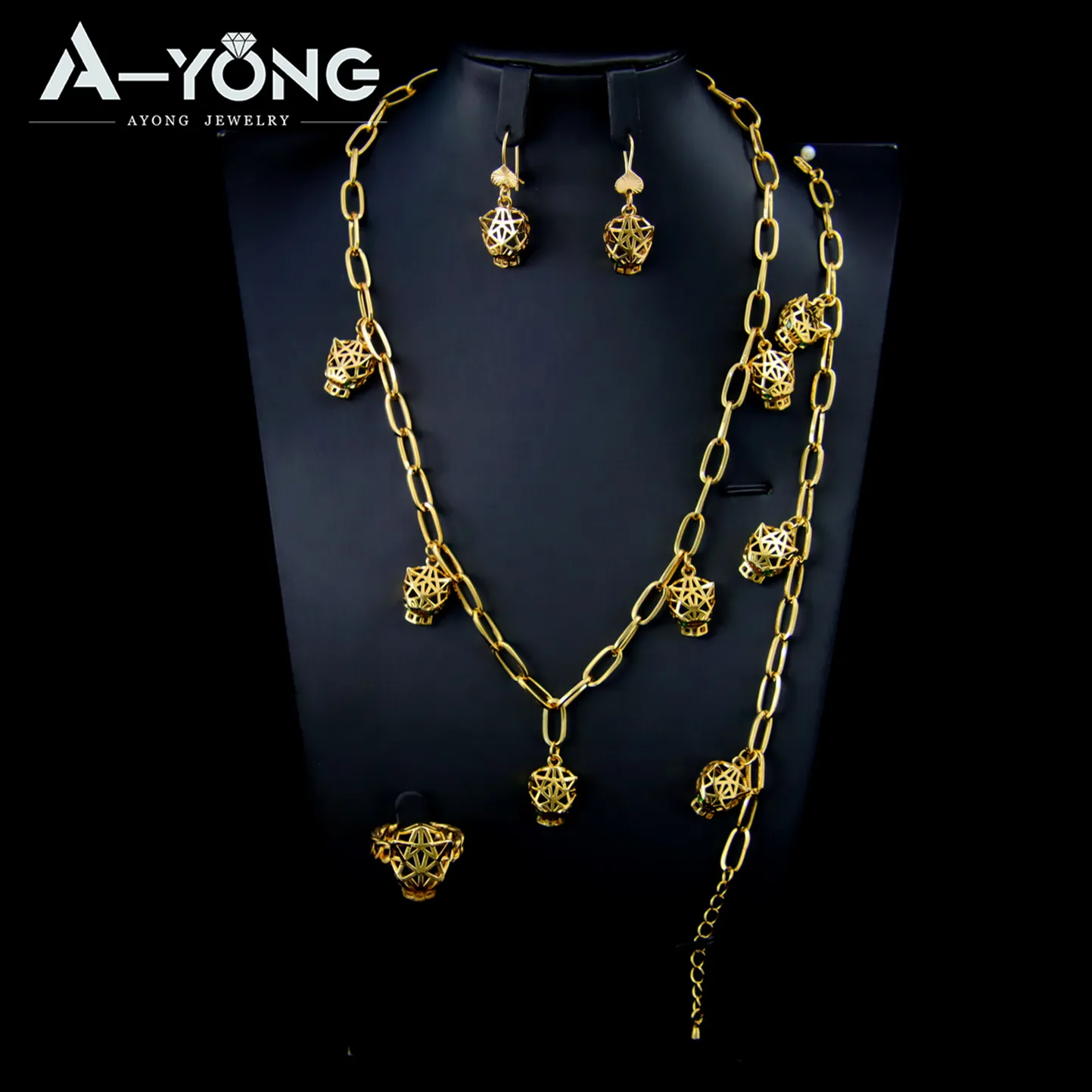 Ayong moda Animal colgante joyería conjunto 18K oro relleno cobre impermeable leopardo joyería conjuntos para mujeres