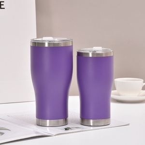 30oz 40oz Curved Tumbler Stainless Steel <b>Double</b> <b>Wall</b> Vacuum Insulated Mug Gradient Powder Coated with Lid - Product Image 4