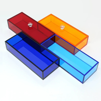 Boîte de rangement rectangulaire en acrylique avec couvercle, couleur variée, en promotion