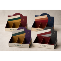 Présentoirs PDQ de comptoir personnalisés, écologiques et recyclables, avec revêtement UV et lamination brillante, pour packs variés de sachets de thé