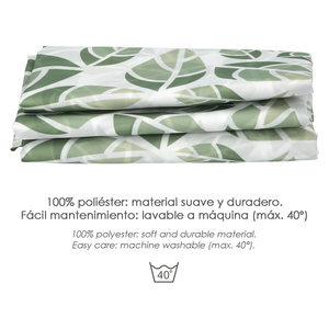 Tenda da doccia con foglie verdi 180x200 cm. Impermeabile - Product Image 3