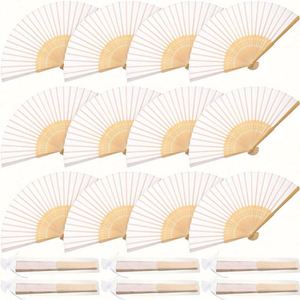 Éventail pliant personnalisé en tissu à motif floral, style os de bambou ajouré, pour festivals, mariages, cadeaux d'affaires et décoration de fête en papier - Product Image 1