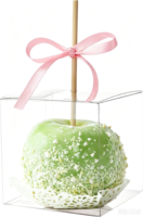 4"x 4"x 4" Candy Apple Boxes with Hole and Paper Doilies Food Grade PET BOX for Candy Apple
