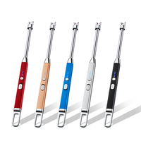 360 degrés de long bougie multi-usages impulsion USB barbecue arc briquet électronique avec logo en métal crochet classique fête personnalisée