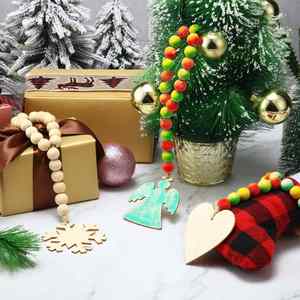 Juego de guirnaldas de cuentas de madera de 6 uds con etiquetas de árbol de nieve de corazón para decoraciones navideñas de Halloween - Product Image 3