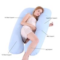 Oreiller de grossesse complet en forme de U 100% coton Oreiller de soutien de maternité pour dormeurs latéraux Coussin de soutien du dos et du ventre