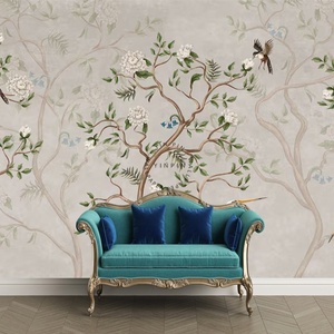 Papel Tapiz Autoadhesivo con Diseño Floral de Aves Estilo Chinoiserie para Decoración de Interiores - Product Image 3