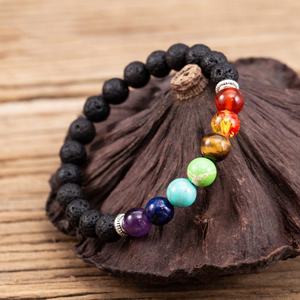 Braccialetti 7 Chakra con Perline in Pietra di Cristallo <span class=keywords><strong>Naturale</strong></span> Occhio di Tigre Lapislazzuli Ametista, Braccialetto <span class=keywords><strong>Turchese</strong></span> da 8mm, Braccialetti Yoga Energetici in Lava - Product Image 4