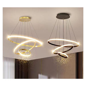 Lámpara colgante de círculo de 3 anillos moderna nórdica, lámpara LED redonda de lujo para comedor y sala de estar para oficina en casa - Product Image 1