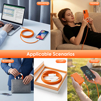 Câble USB-C vers USB-C tressé durable, charge rapide 60W, connecteur fin, couleur orange coordonnée, pour smartphones – Meilleures ventes