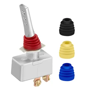 Interruptor de palanca automático resistente al agua IP65, 50A, 12V, CC, con 4 cubiertas de bota de goma, tornillo, mango de Metal