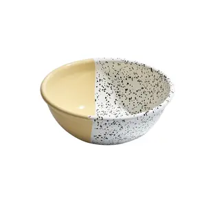 Bol rond en céramique pour salade de céréales, de fruits en céramique de céréales, de style nordique de 6/8 de diamètre, bol de soupe en céramique avec design à pois